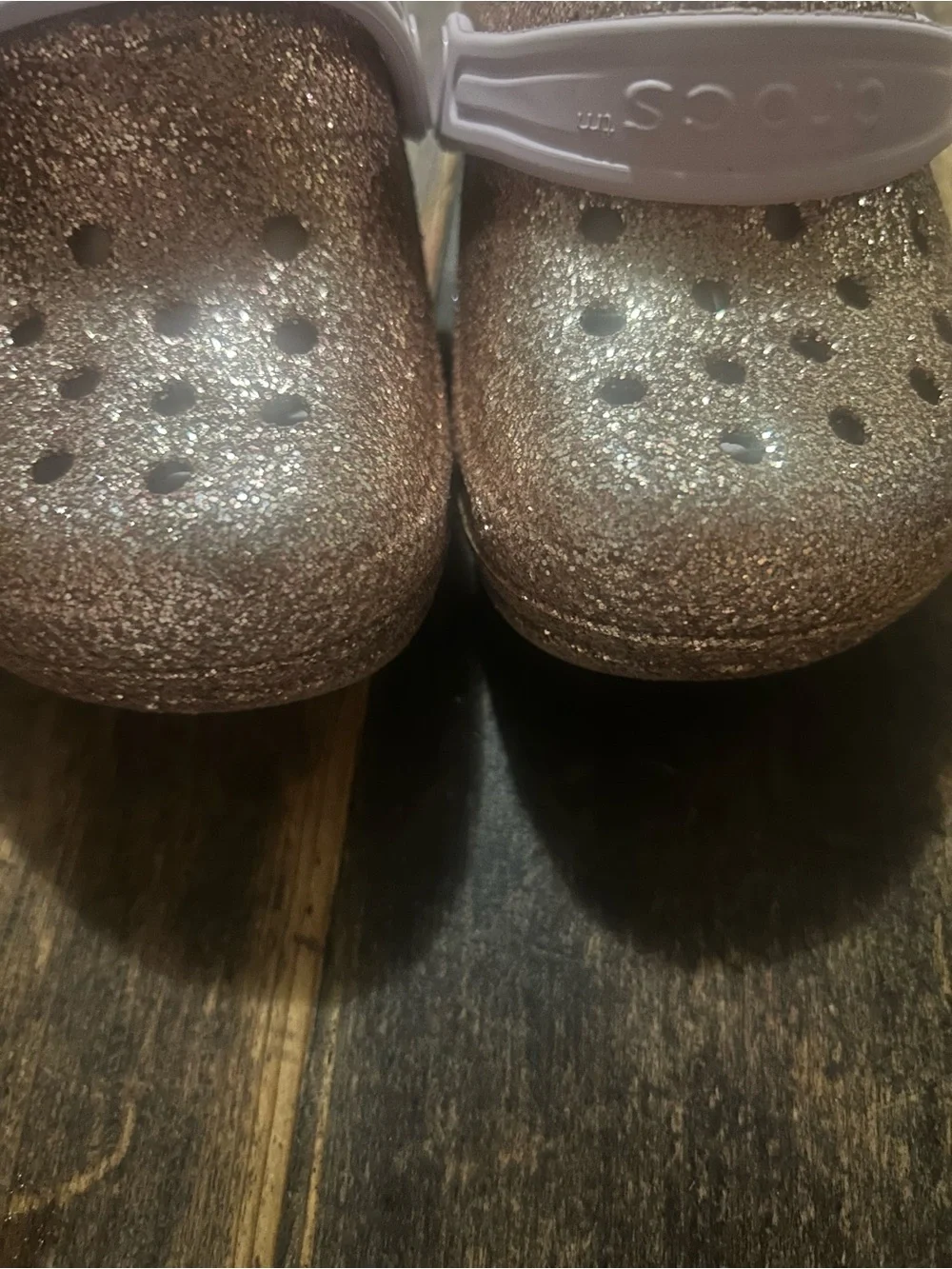 Crocs Shoes Kids Size C 6 Gold Glitter Classic Pink Faux Fur Lined Clog Slip On